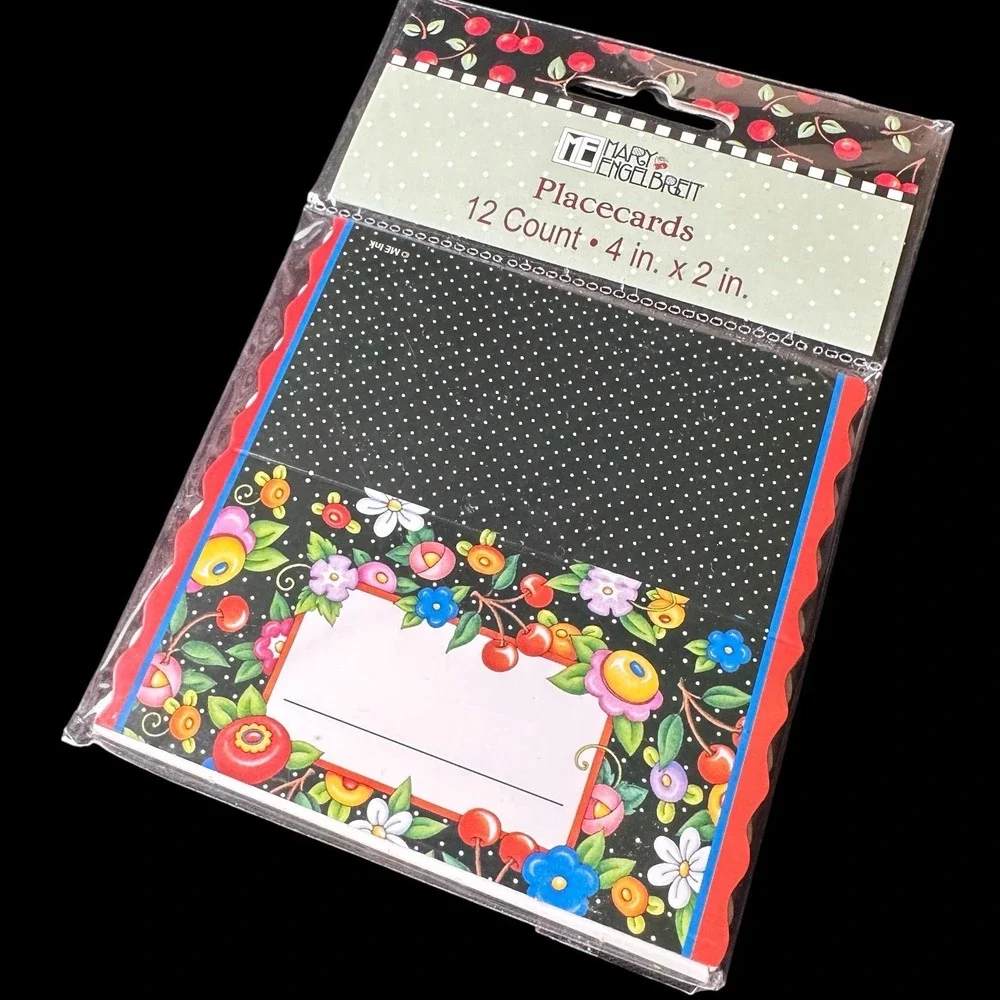 Mary Engelbreit Floral Polka Dot Placecards 12 Count 4x2 IG67216 2010 New